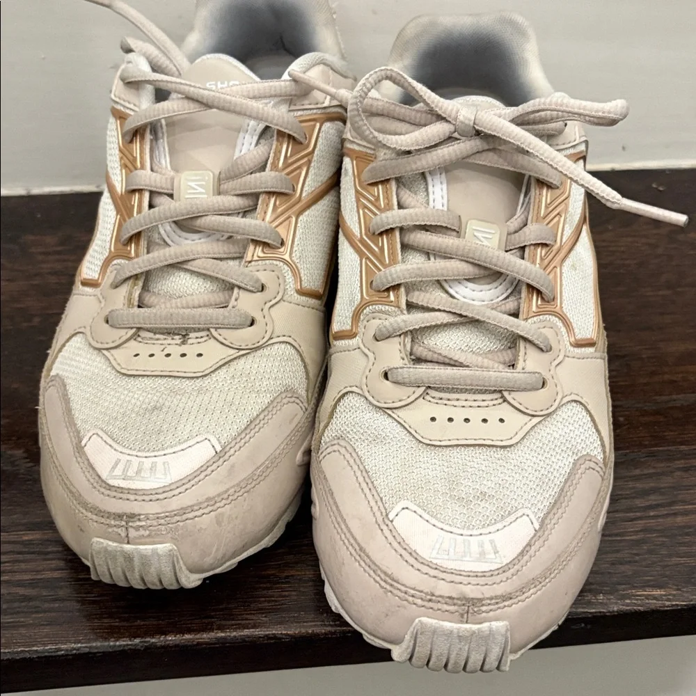 Nike Shox Women's Cream and Gold Sneakers - Picture 6 of 7